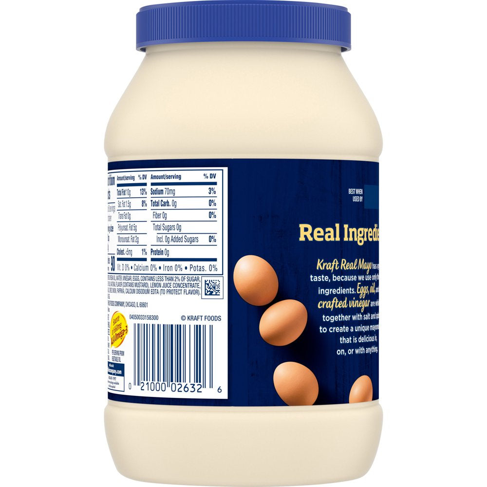 Kraft Real Mayo Creamy & Smooth Mayonnaise, for a Keto and Low Carb Lifestyle, 30 Fl Oz Jar