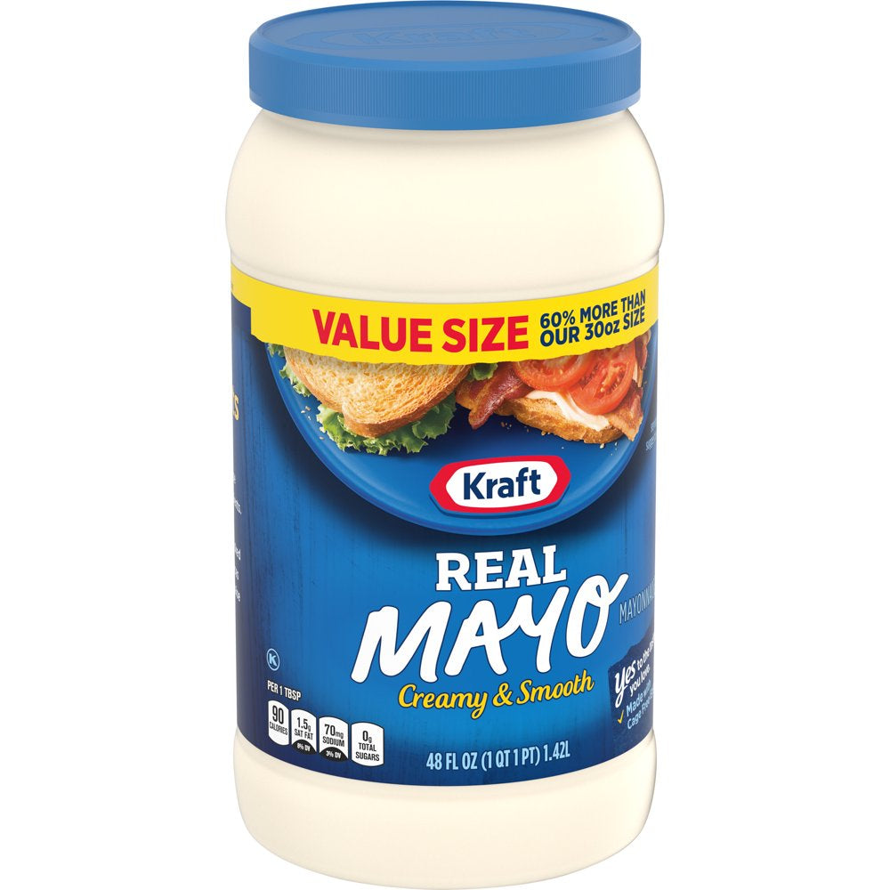 Kraft Real Mayo Creamy & Smooth Mayonnaise, 48 Fl Oz Jar