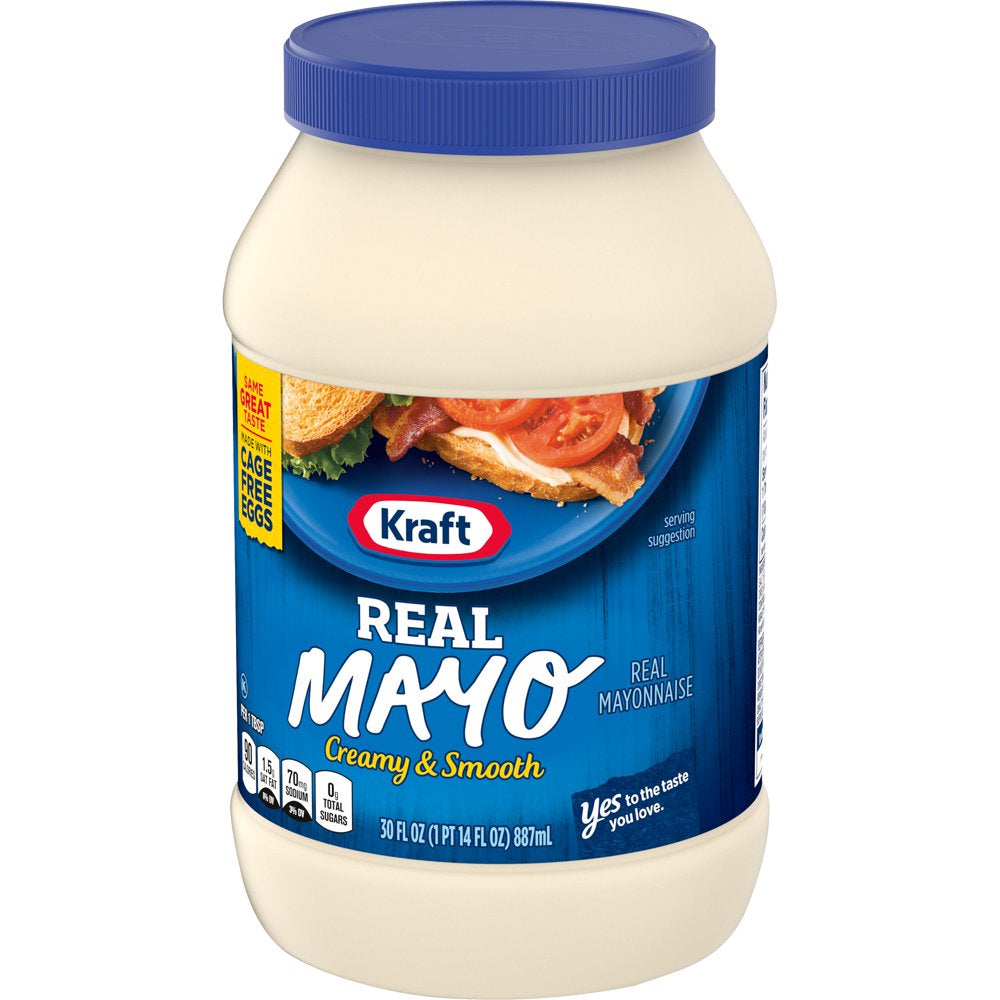 Kraft Real Mayo Creamy & Smooth Mayonnaise, for a Keto and Low Carb Lifestyle, 30 Fl Oz Jar